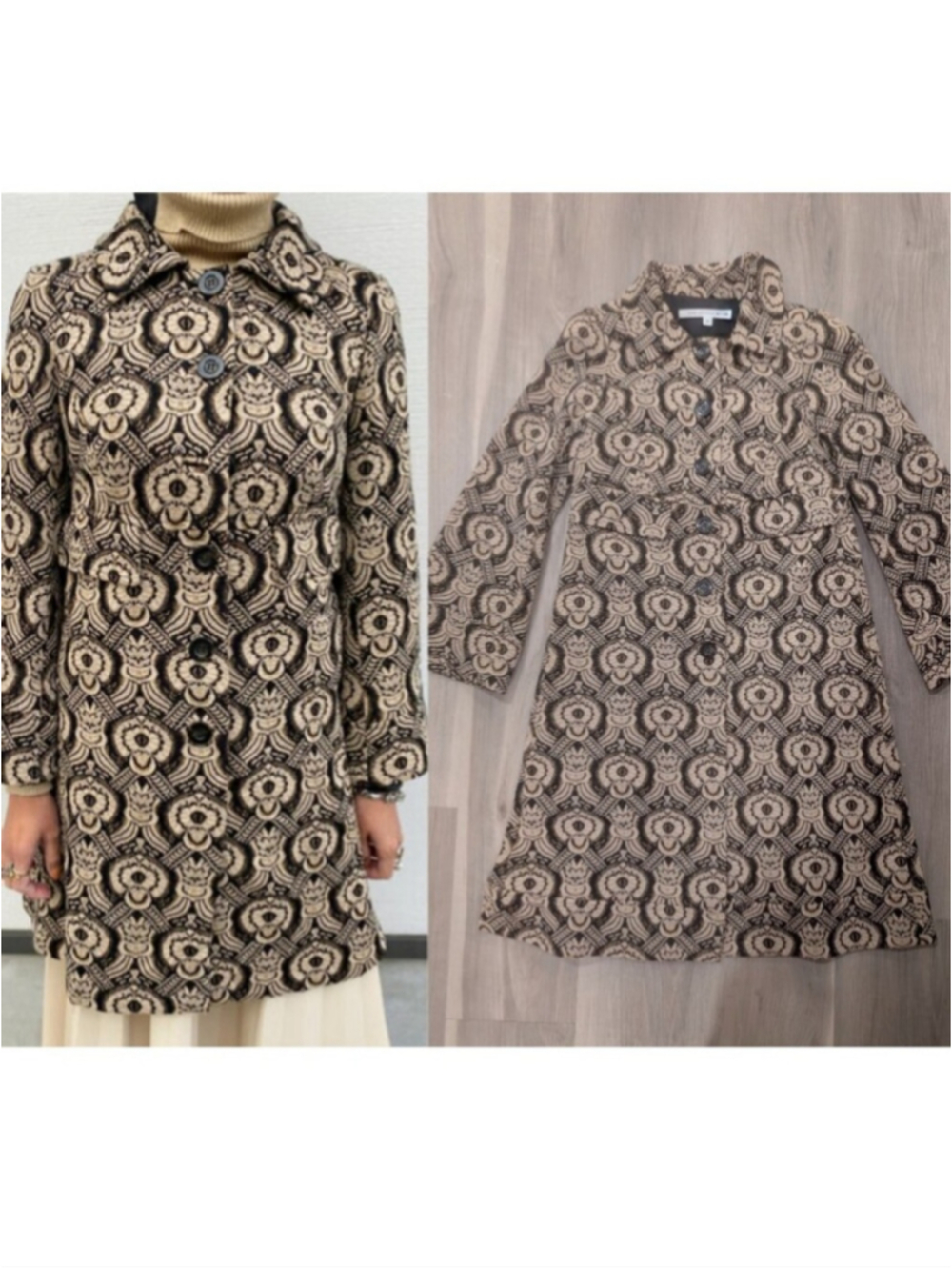 Diane von Furstenberg | Randi Metallic Jacquard Coat In Black Gold
